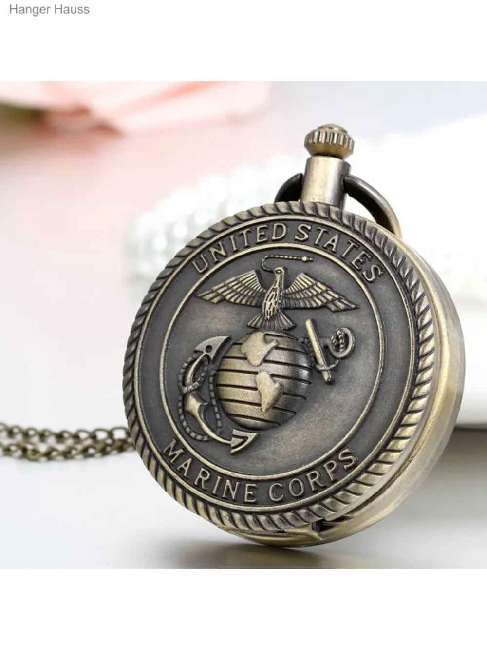 Bronze Retro Pocket Watch USMC Veterans Quartz Military